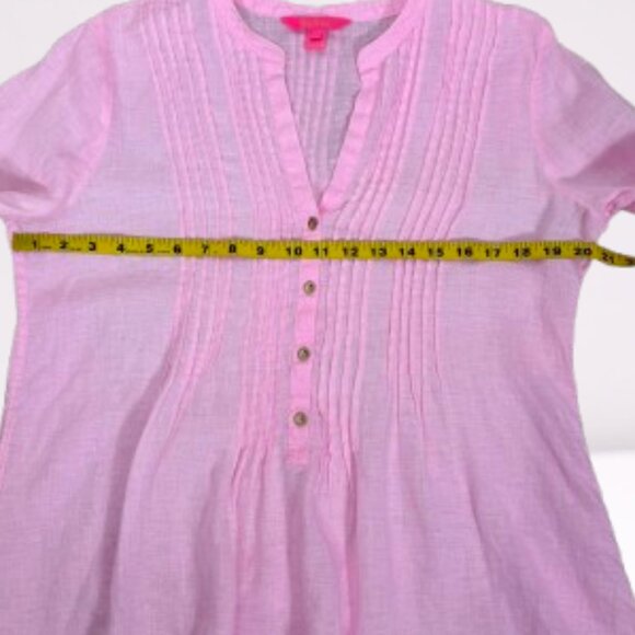 Lilly Pulitzer Sarasota Linen Tunic Top Size M Baby Pink - Picture 8 of 10